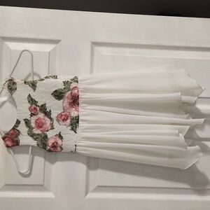 Floral White and Pink Kids Dress